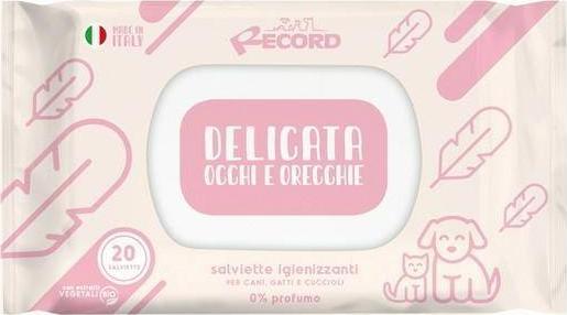 Record Italy Record Chusteczki Do Oczu i Uszu 20 szt. Antybakteryjne Dla Psów, Kotów i Szczeniąt