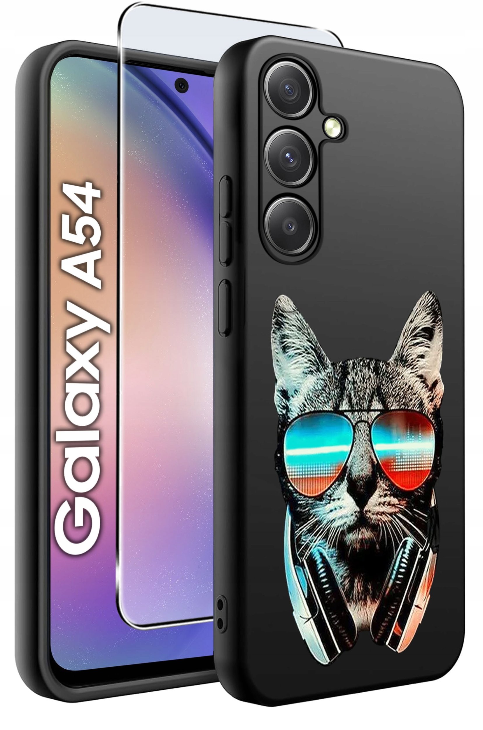 ETUI do Samsung A54 5G WZORY | SILIKONOWE MATT CASE + SZKŁO 9H