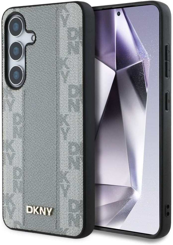Etui DKNY Leather Checkered Pattern MagSafe do Samsung Galaxy S25 taupe