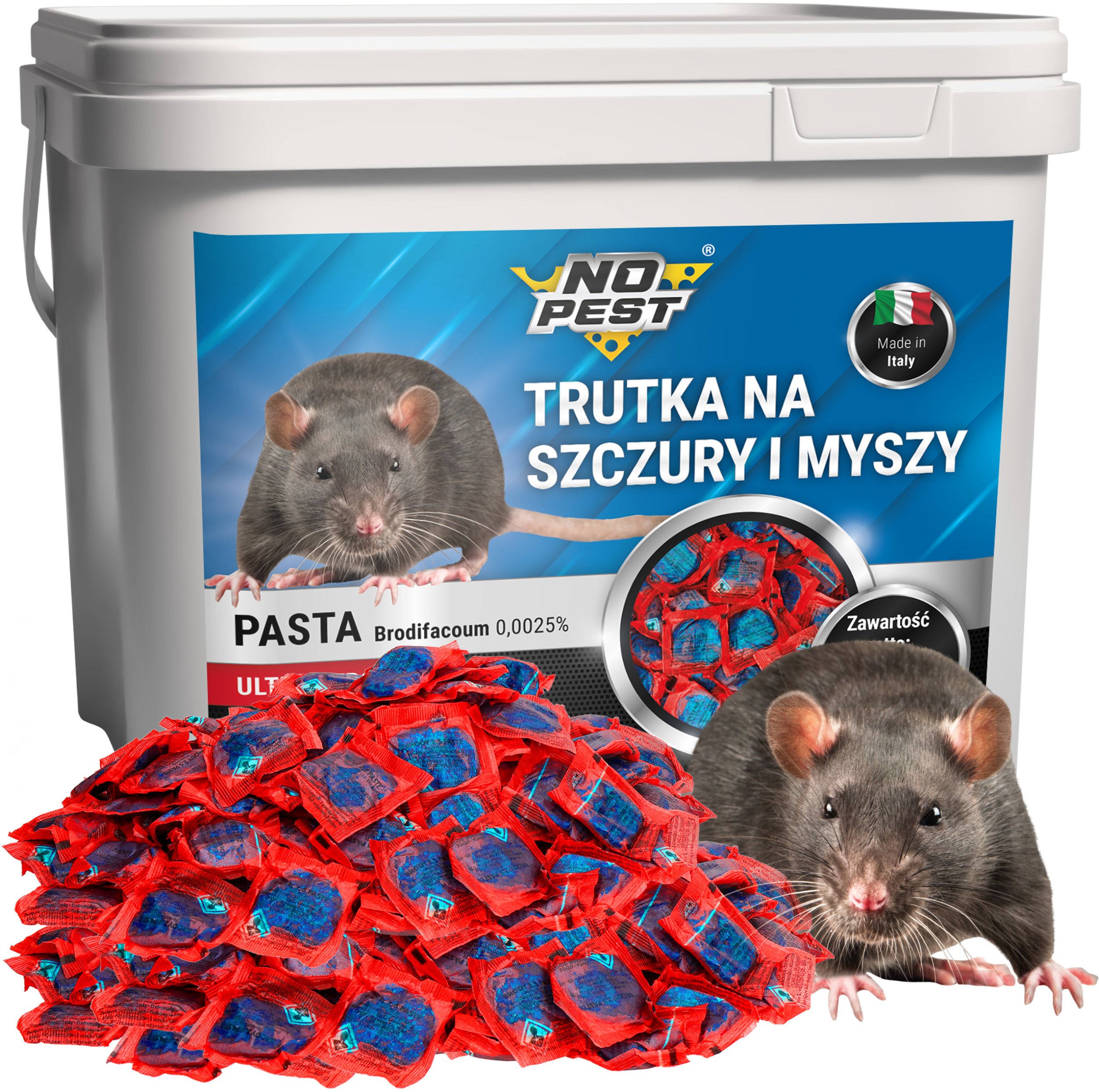 NO PEST Trutka na Szczury i Myszy - Środek Substancja Pasta Niebieska 3kg