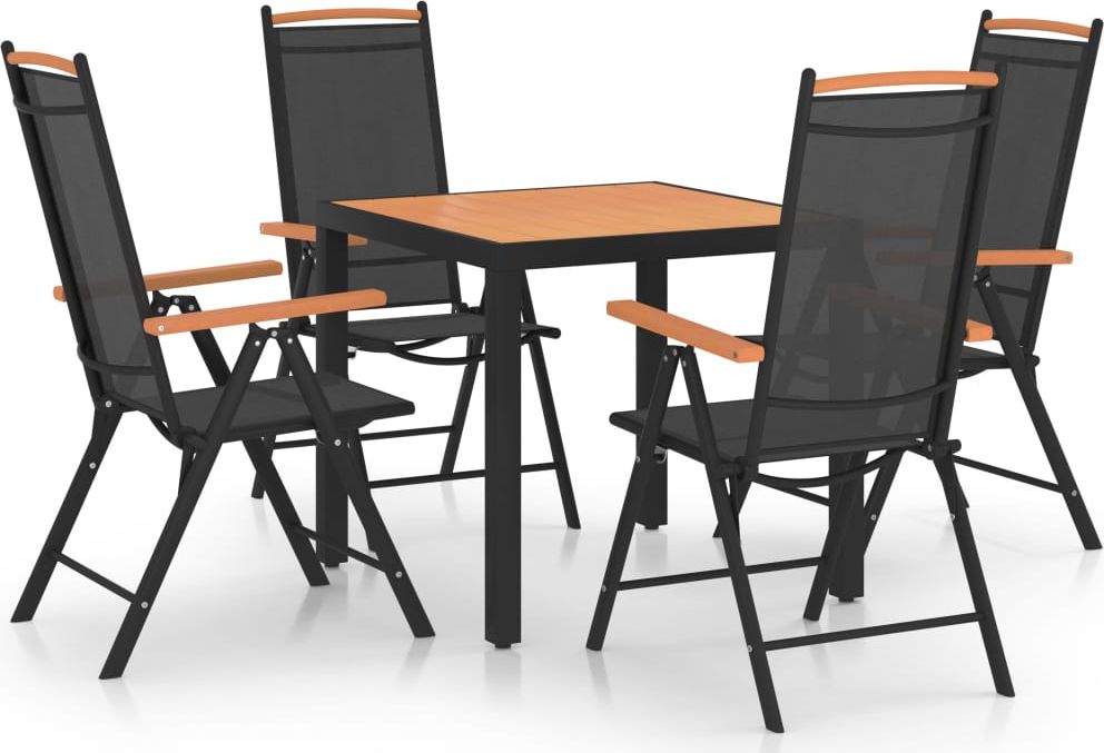 vidaXL 5-częściowy zestaw mebli ogrodowych aluminiowy czarny