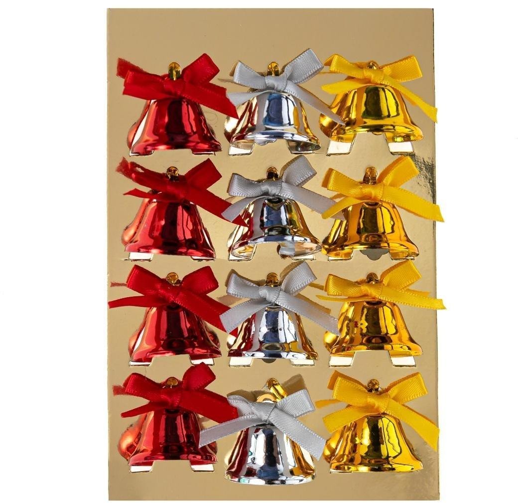 Dzwonki metalowe z kokardką 12szt