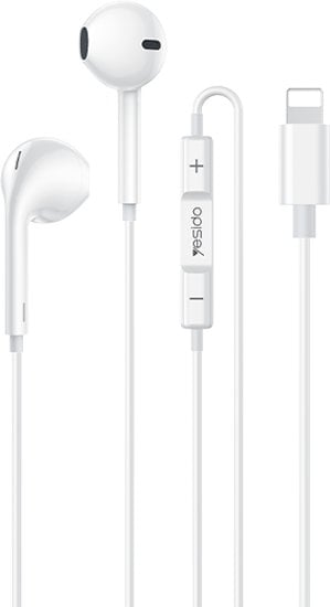 yesido Słuchawki Douszne YH50 Lightning 120cm, WHITE / BIAŁY