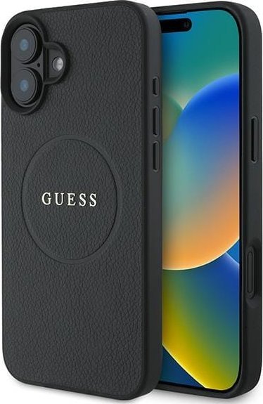 Guess GUHMP16MPGHSMMK iPhone 16 Plus 6.7" czarny/black hardcase Grained Gold Ring MagSafe