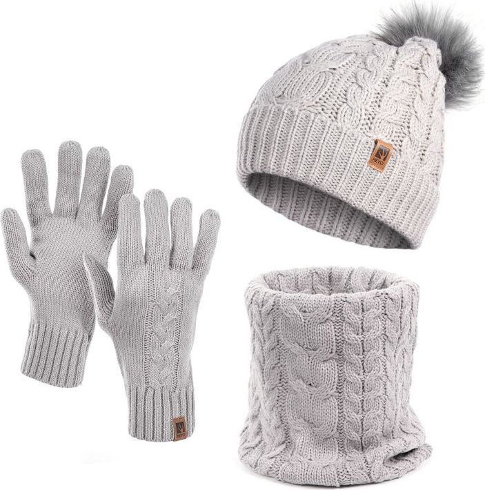 HEYO Zimowy zestaw damski czapka komin i rękawiczki HZ0004 Heyo