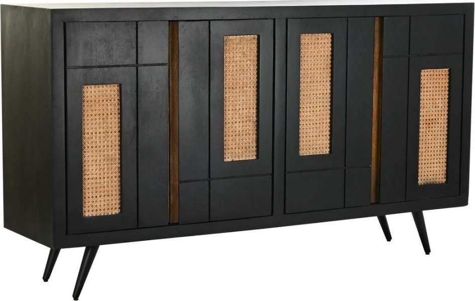 DKD Home Decor Kredens DKD Home Decor Czarny Rattan Drewno mango (160 x 40 x 90 cm)
