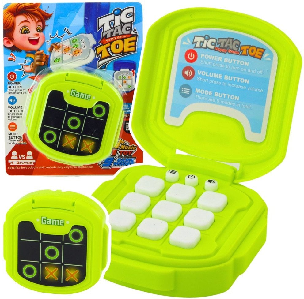 Gra Elektroniczna Kółko i Krzyżyk Tic Tac Toe 9 Trybów Zielona