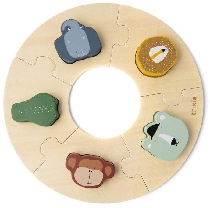 Puzzle drewniane okrągłe ze zwierzątkami