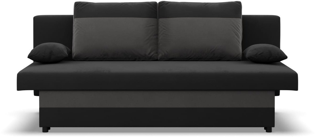 Kanapa, funkcja spania, Hugo, 191x91x92 cm, czarny, ciemny szary