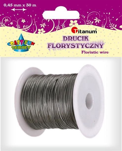 Titanum Drut dekoracyjny 30m x 0,45mm, srebrny, CRAFT-FUN