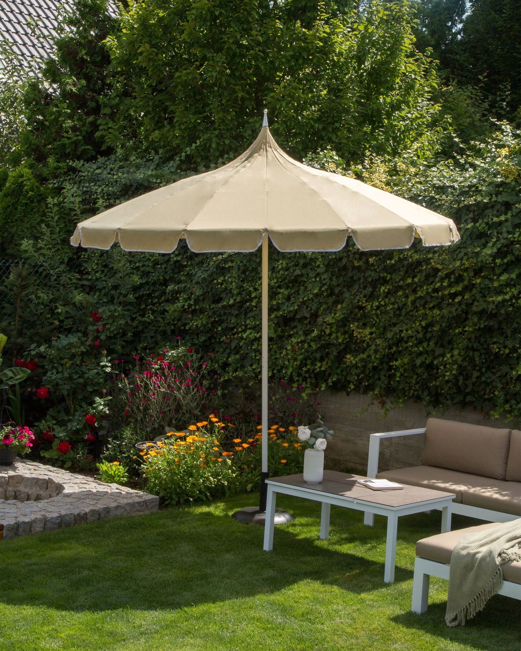 Beliani Parasol ogrodowy ⌀ 245 cm beżowy MINOA