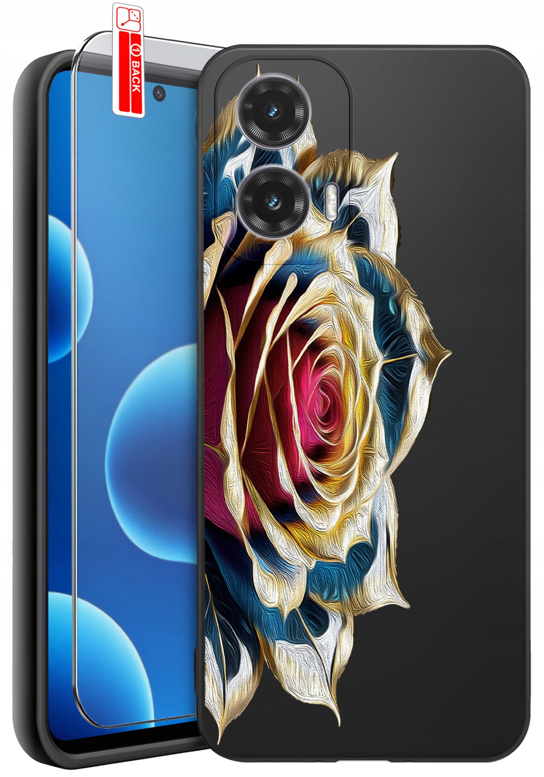 ETUI do Motorola Moto G45 5G | WZORY | SILIKONOWE MATT CASE + SZKŁO 9H