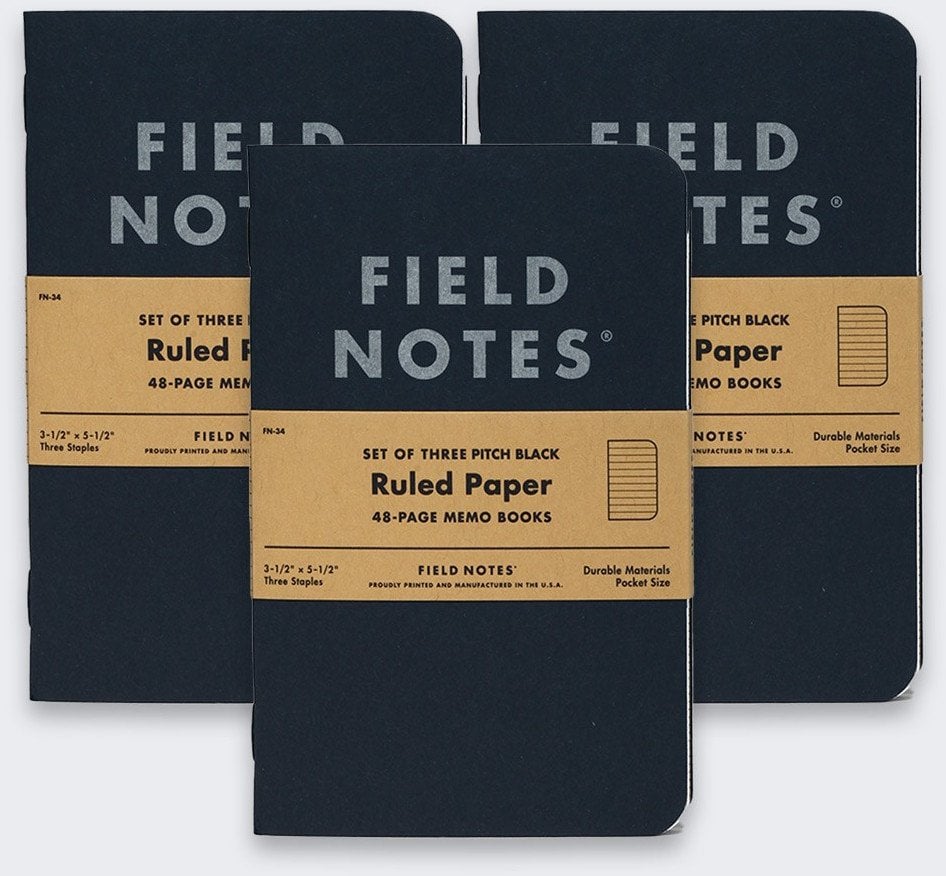 Notes Field Notes Pitch Black Memo Small Linie