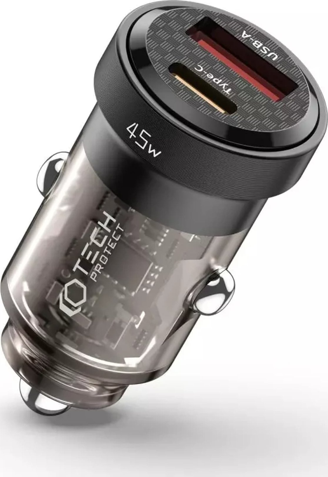 Ładowarka 4kom.pl Ładowarka samochodowa CC45W USB USB-C Type C 2-Port Car Charger PowerDelivery PD 45W QuickCharge QC 3.0 Black