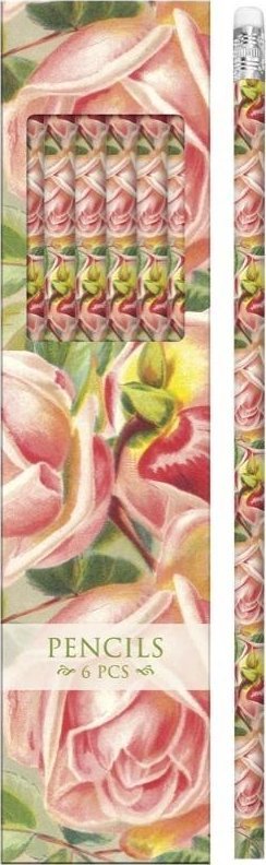 Ołówki ozdobne STPEN29 różowe róże - 6 sztuk