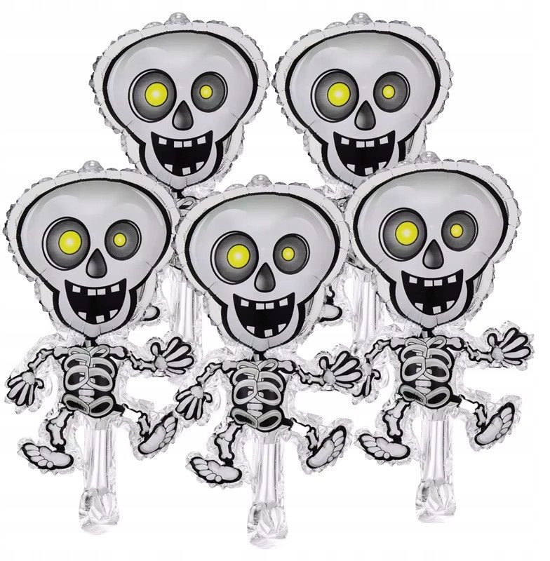 Balon Kościotrup Szkielet Foliowy HALLOWEEN 42 cm Zestaw 5 sztuk