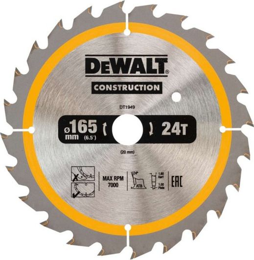 Dewalt piła tarczowa 165x20mm, 24 zębów (DT1949-QZ)
