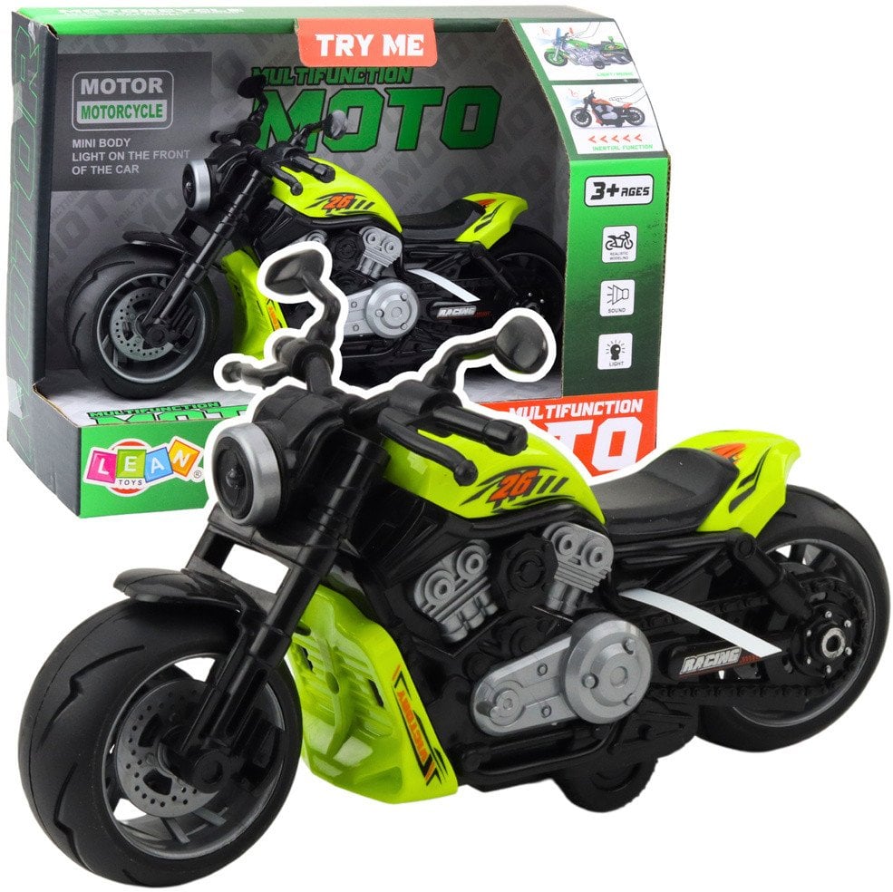 Motocykl Zabawkowy Na Baterie Napęd Światła Dźwięki Zielony