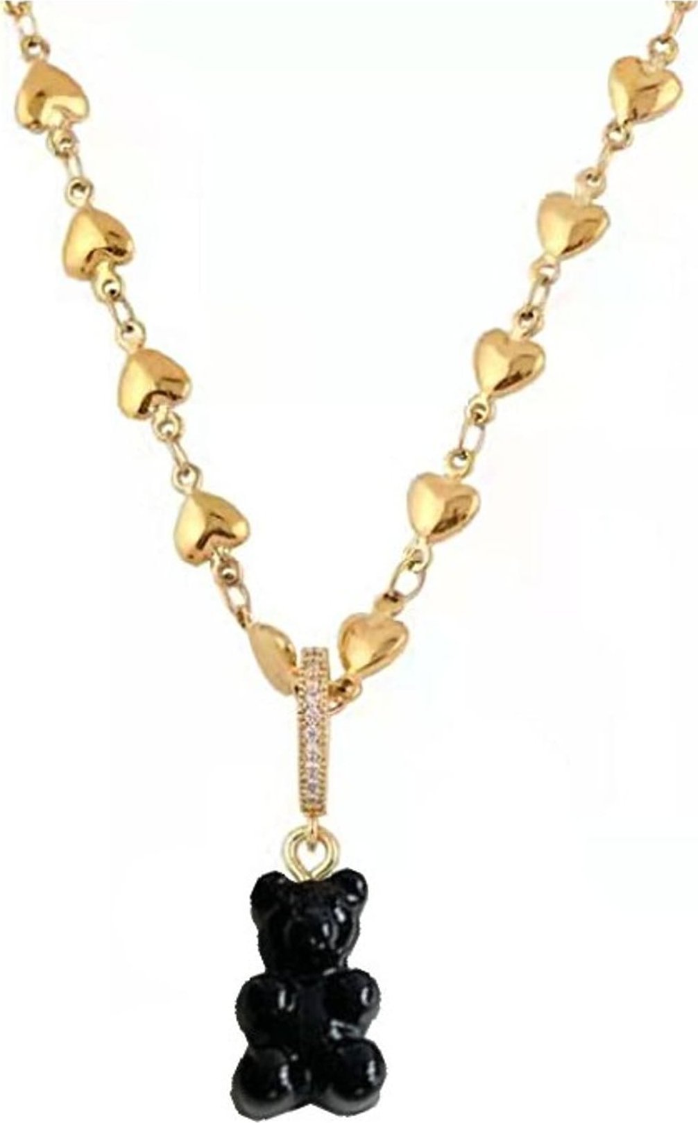 eCarla Naszyjnik Miś stal szlachetna pozłacana 14k złotem NST1592