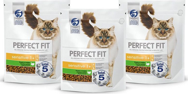 Perfect Fit PERFECT FIT (Sensitive 1+) 3 x 750g Bogaty w indyka - sucha karma dla kotów z wrażliwym układem trawiennym