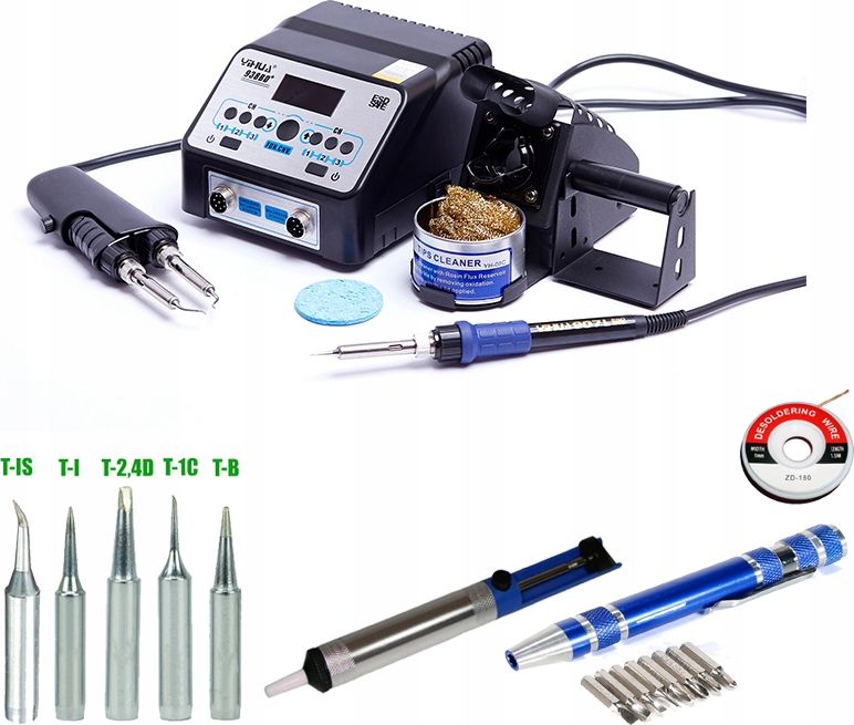 Techrebal Stacja lutownicza 2w1 z termopęsetą Yihua 938BD+ KIT2