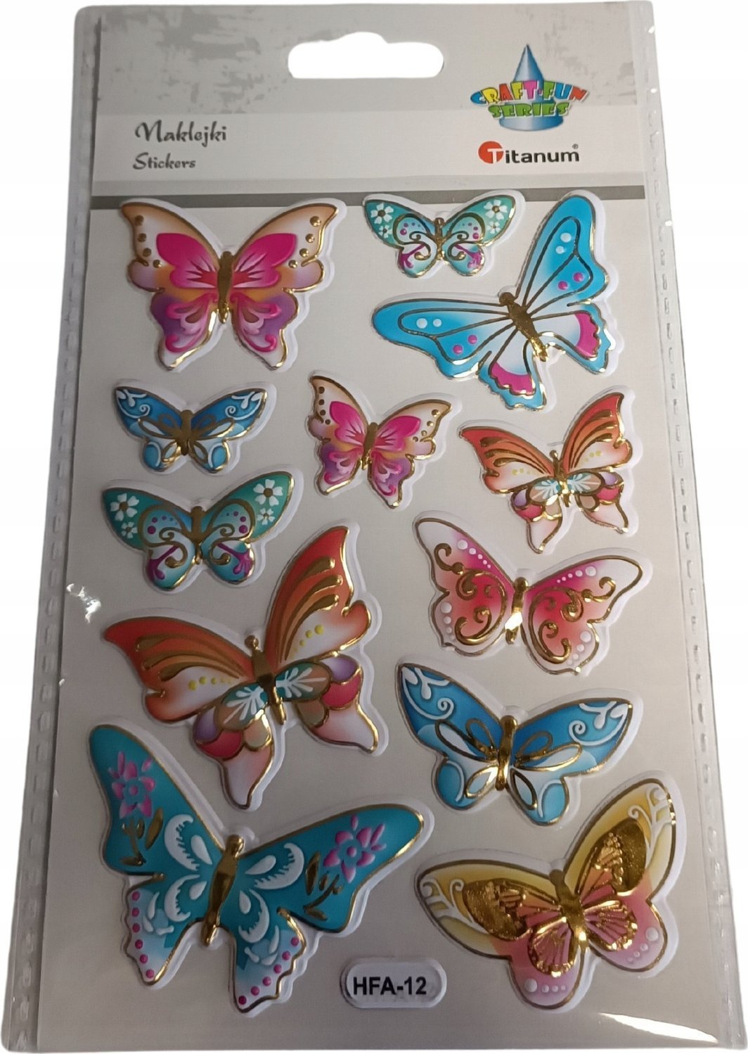 Teka Naklejki wypukłe motyle złocone mix 12szt.