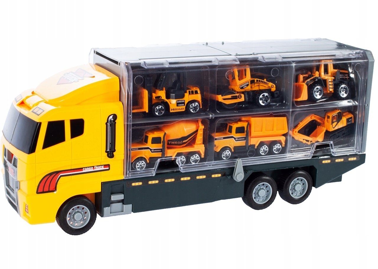 Ciężarówka Z Samochodami Pojazdami Auta 7 El.