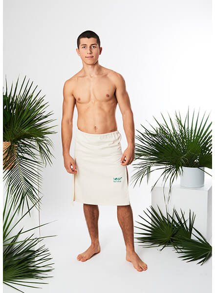 Yeye Kilt męski do sauny z gumką 100% bawełna Standard OEKO-TEX YEYE Made in Nature Biały L