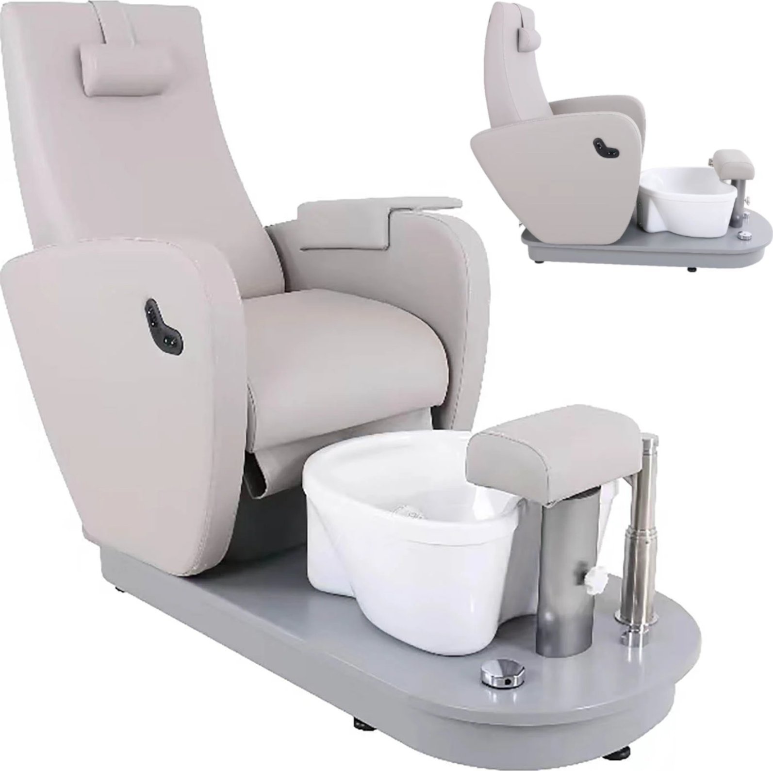 Physa Fotel elektryczny do pedicure z podnóżkiem i brodzikiem HAVANA - szary Fotel elektryczny do pedicure z podnóżkiem i brodzikiem HAVANA - szary