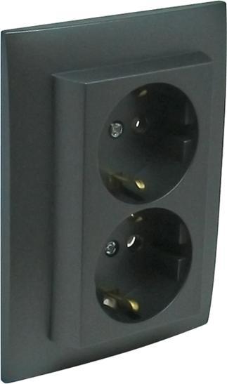 Efapel EFAPEL LOGUS90 GNIAZDO PODWÓJNE SCHUKO GRAFIT 90332 CIS