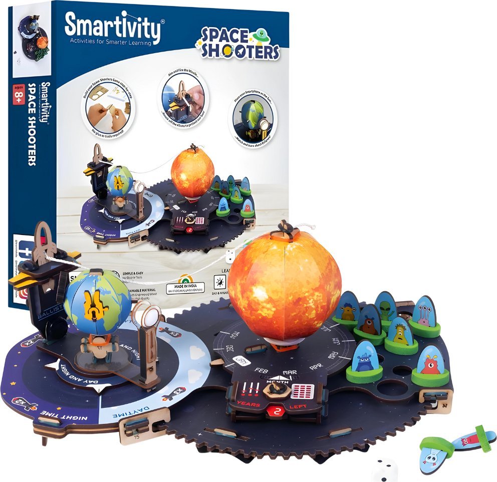 UGEARS Smartivity Drewniane Mechaniczne Puzzle 3D - Kosmiczna Strzelanka