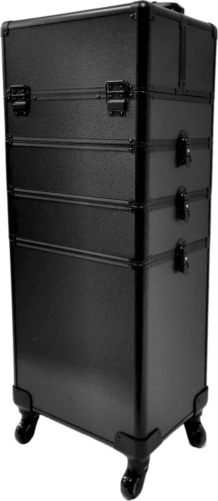 Trolley - kufer na obrotowych kółkach - kuferek - wózek kosmetyczny - czarny wzmocniona konstrukcja