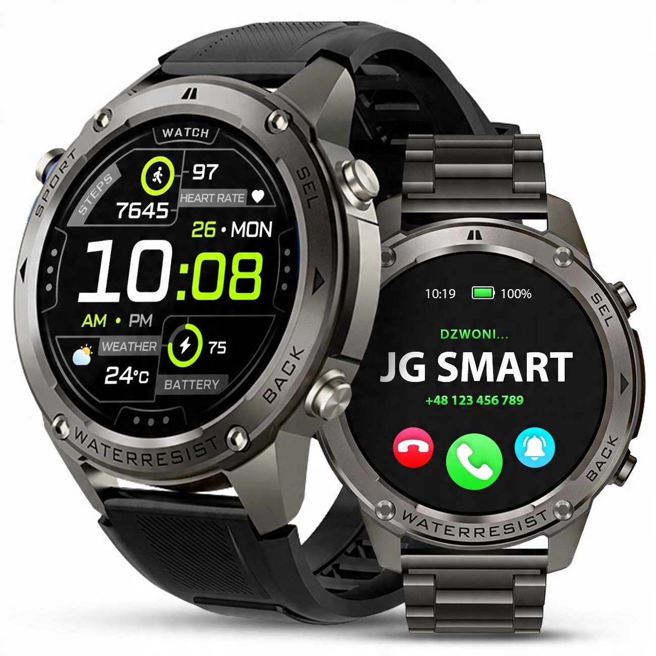 ZEGAREK SMARTWATCH MĘSKI WODOODPORNY ROZMOWY MENU PL SPORT GPS SMART WATCH