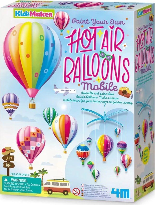 4M 4M KidzMaker DIY set Paint Your Own Hot Air Balloons Mobile