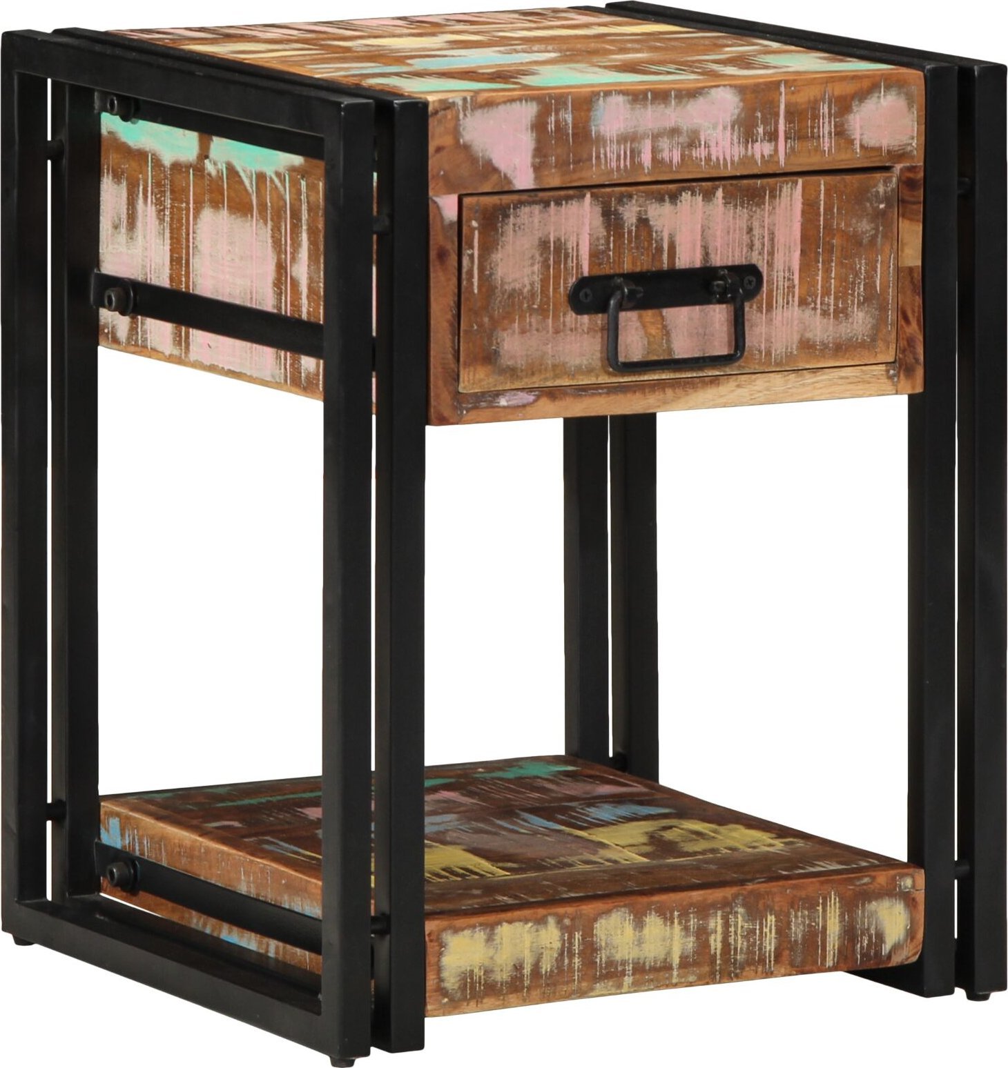 vidaXL Szafka nocna Wielokolorowa Lite drewno odzyskiwane, Żelazo