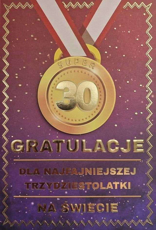 Yeku Karnet Urodziny 30 medal damskie