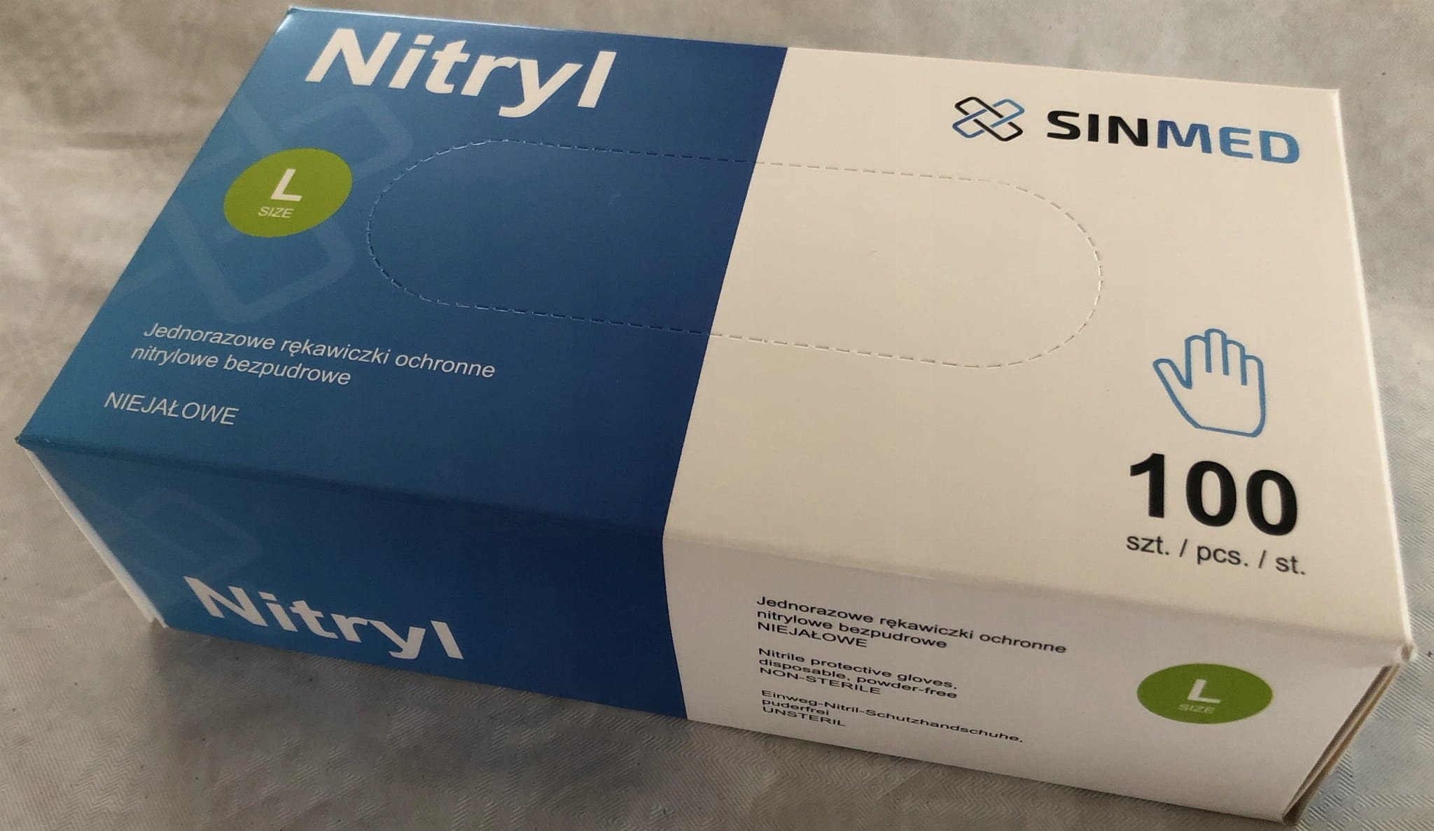 Rękawice diagnostyczne nitrylowe bezpudrowe L