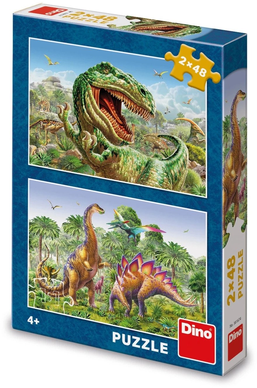 Puzzle 2x48 Walczące Dinozaury