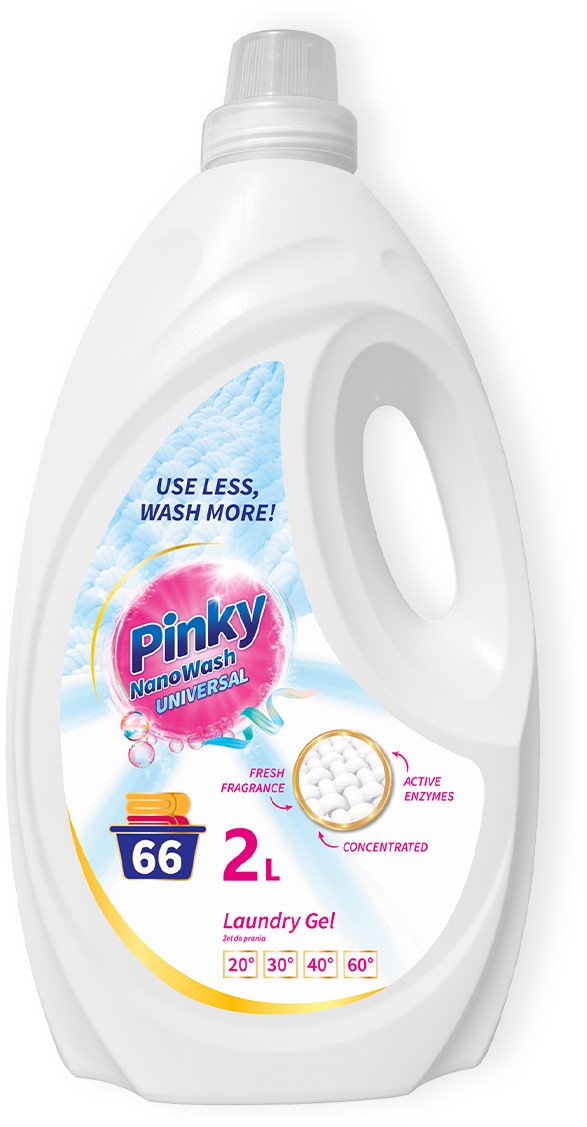 Żel do prania tkanin białych i jasnych 66 prań 2L NanoWash Universal PINKY