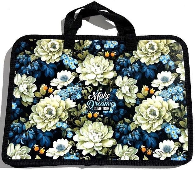 Teczka-torba A4+ zapinana na zamek z rączką Kwiaty