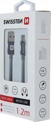 Kabel USB Swissten USB-A - micro-B 1.2 m Srebrny (71522203)