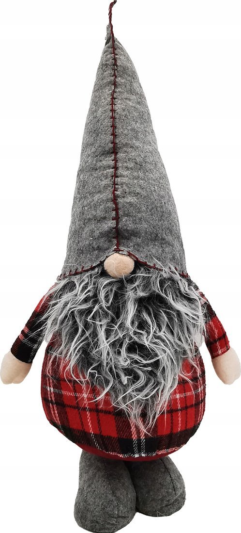 Dekoracja świąteczna kontrast Skrzat Mikołaj krasnal stojący ozdoba na święta 60cm szary