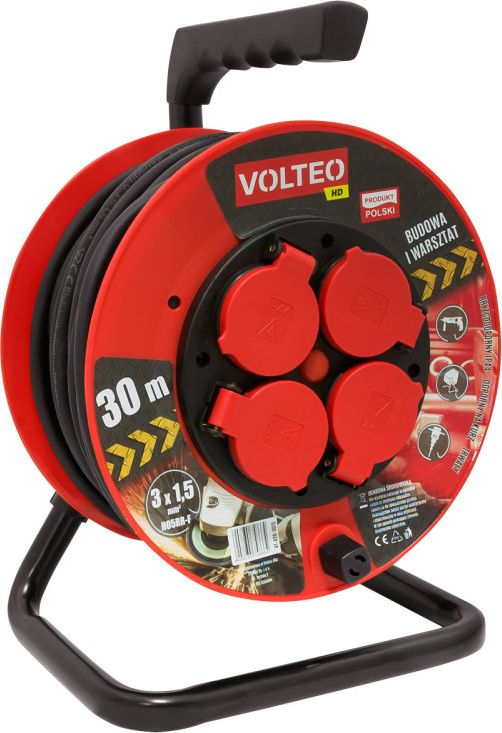 Volteo PRZEDŁUŻACZ HEAVY DUTY NA BĘBNIE 30M PRZEWÓD H05RR-F 3*1,5MM