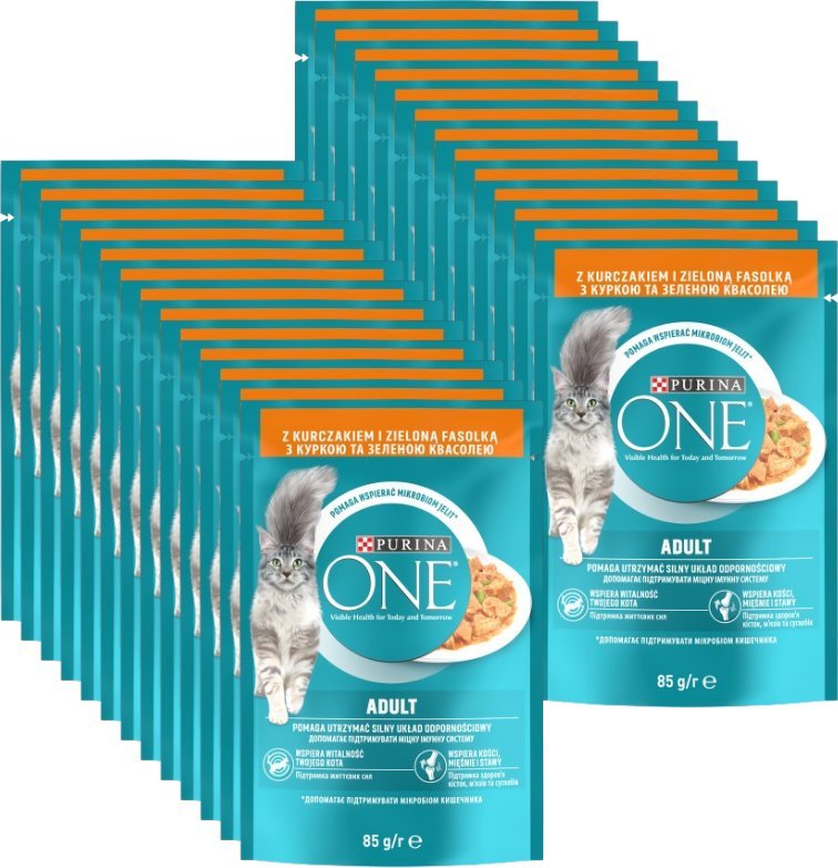 Purina One Adult Karma dla kotów z kurczakiem i zieloną fasolką 26x85 g