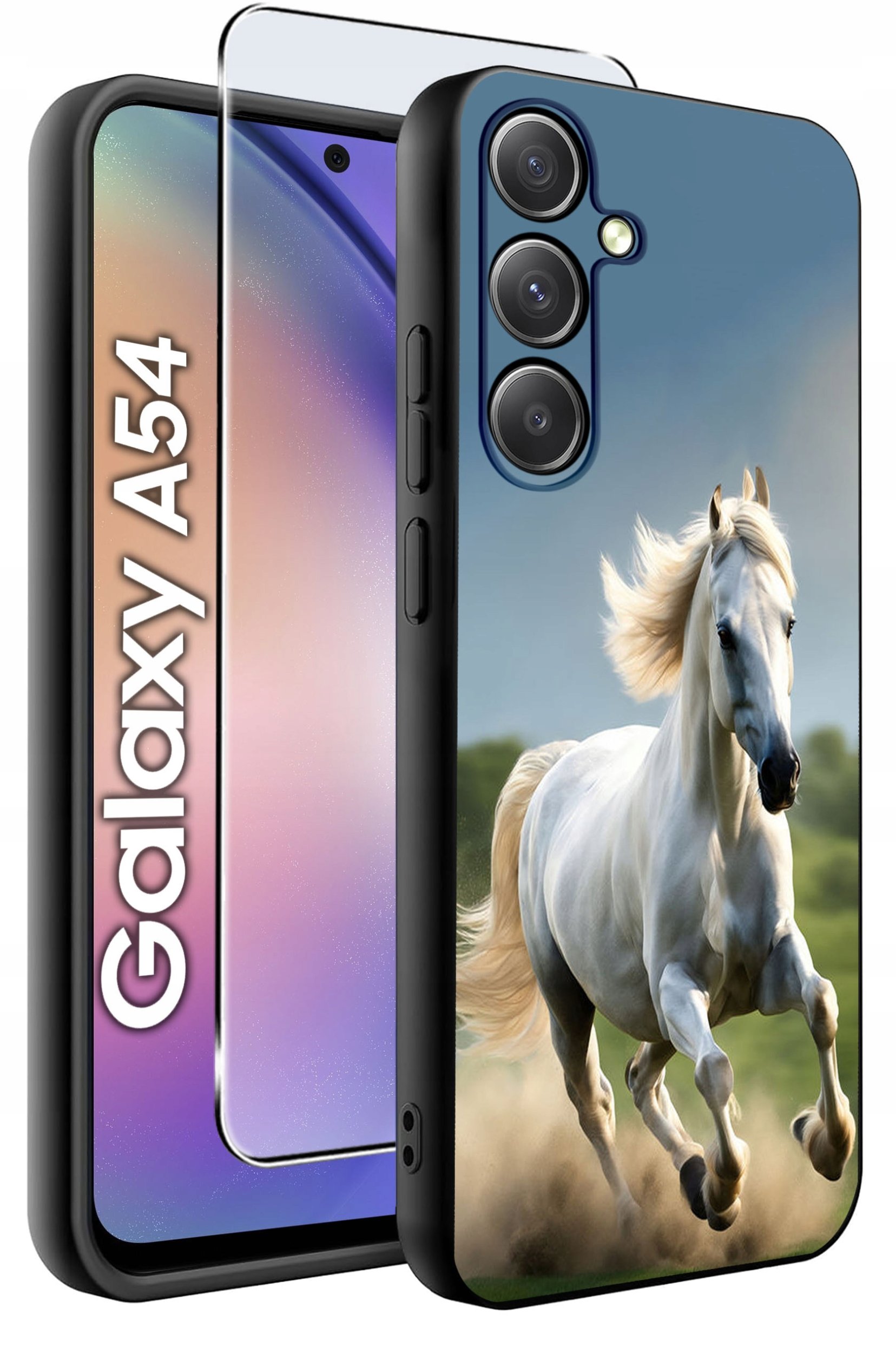 ETUI do Samsung A54 5G WZORY | SILIKONOWE MATT CASE + SZKŁO 9H