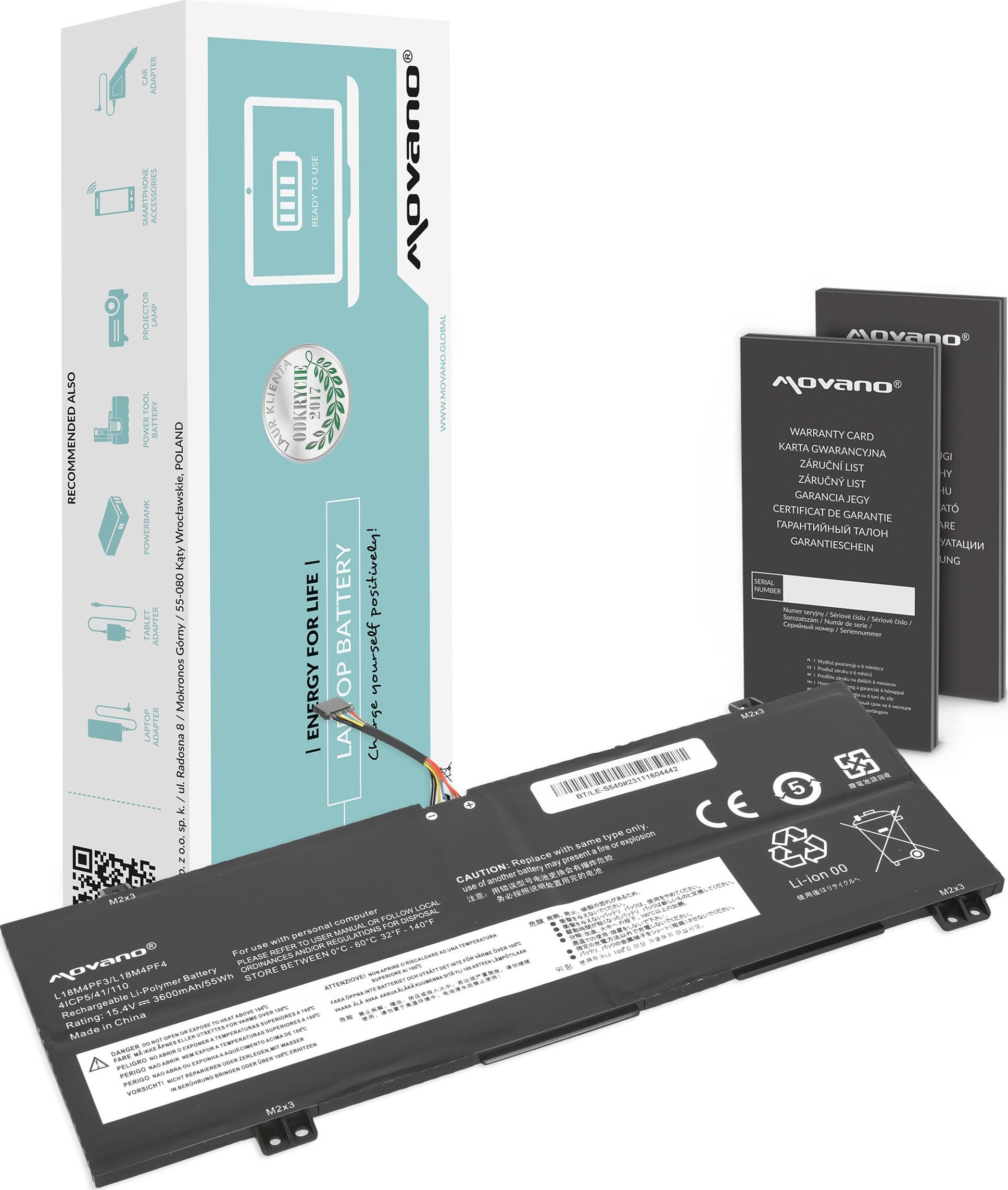 Bateria Movano Bateria L18M4PF3 L18C4PF4 do Lenovo IdeaPad S540