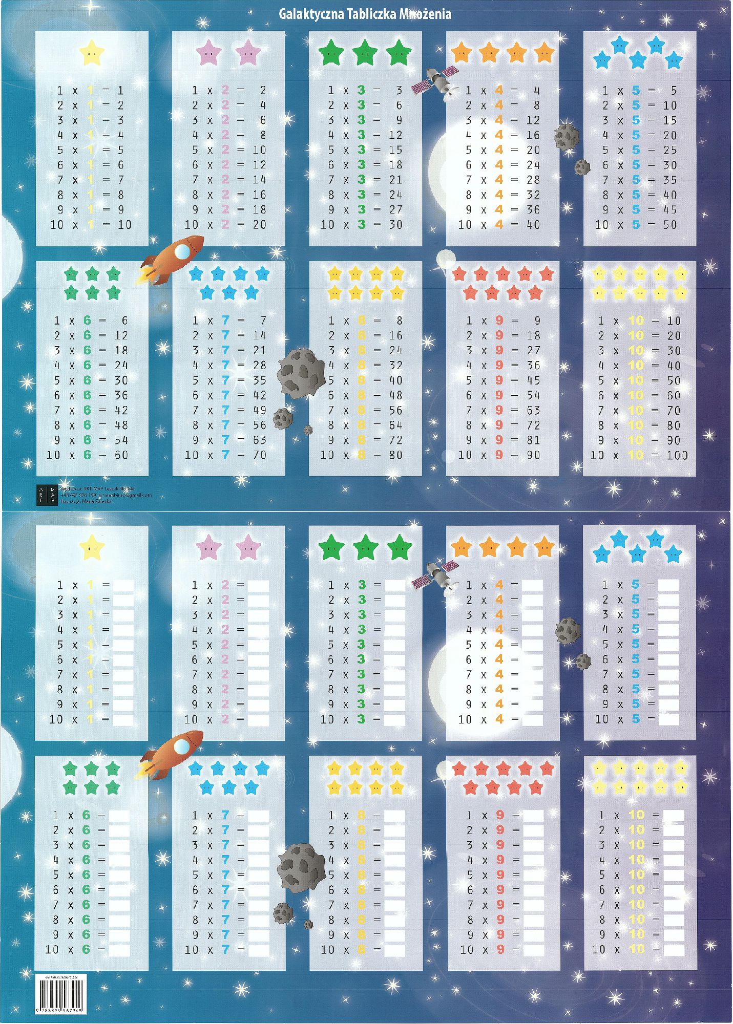 ART MAP Podkładka na biurko. Galaktyczna tabliczka mnożenia.