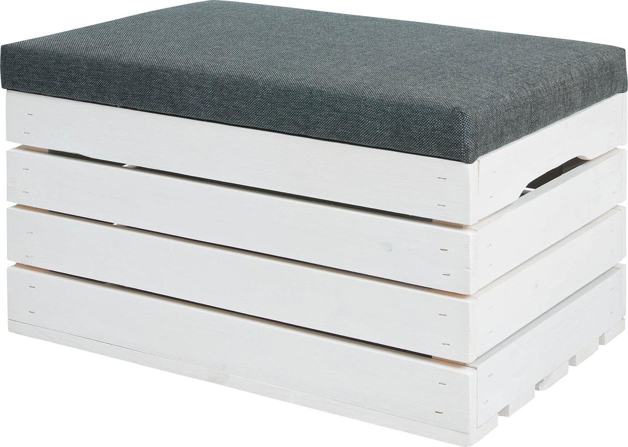 Elior Biała sosnowa skrzynia z siedziskiem Alva 3X- 38 kolorów