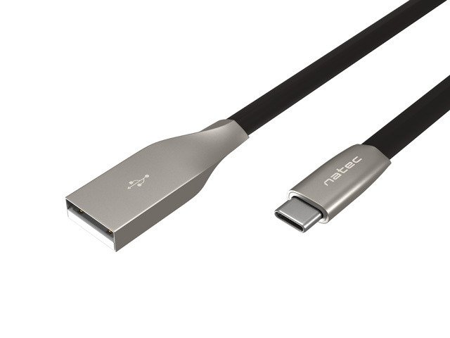 Kabel USB Natec USB-A - USB-C 1 m Czarno-srebrny (NKA-1954)