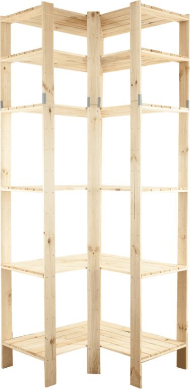 Wamar-Sosenka MAXI Regał Narożny Drewniany 230x85x50 cm 6 Półek ażurowych Surowy Drewno sosnowe Naturalny MAXI-6WA / Wamar-Sosenka